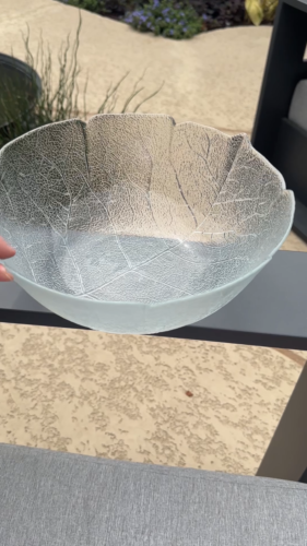 Vintage Arcoroc France 11” Aspen Leaf Clear Textured Large Serving Bowl Salad - Video 1 of 1