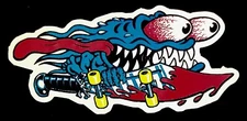 SANTA CRUZ STICKER "SLASHER SKATE"  4 3/4 X 2 1/8" GLOSSY