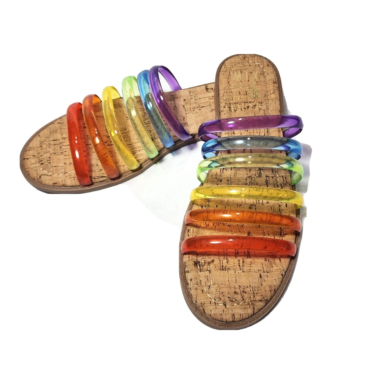 New In Box MIX No 6 Rainbow Jelly Slide Sandals Women s 8 M6 PATTIE Slip On