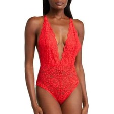 We Are HAH Comin' In Haht Lace Bodysuit XS NWT 78 Siren Red Hot Stretch