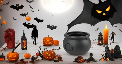 5 in 1 Large Black Plastic Witch Cauldron Kettle Halloween Party Home Decoration - Picture 2 of 12