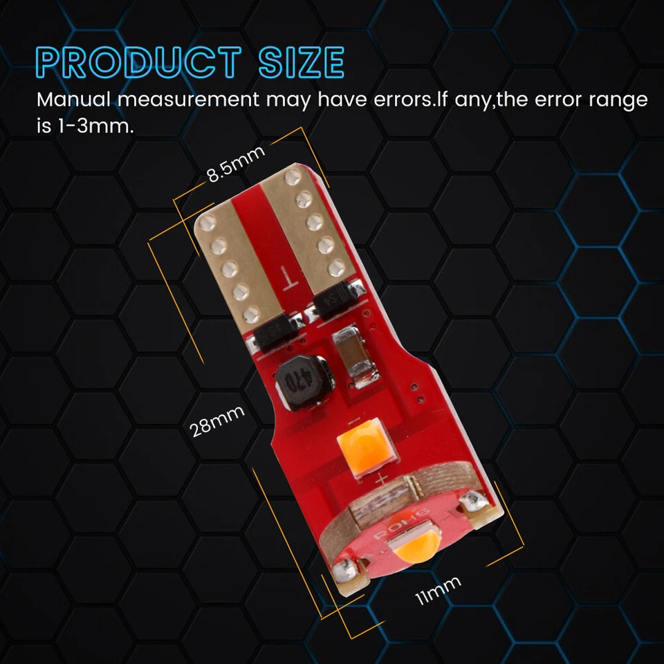 10Pcs Error Free T10 W5W 921 912 194 168 3030 3SMD Canbus LED Light Bulb 12V 24V - Image 3 of 4