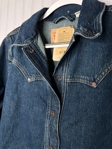 CHAQUETA VAQUERA Levi Strauss Mujer L Remache Original Camionero Med Wash Snap NUEVA $108 - Imagen 6 de 24