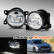 For 13-15 Honda Accord Civic CR-V Pilot Bumper Clear Lens Chrome LED Fog Lights