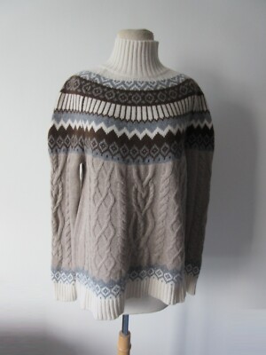 WEEKEND MAX MARA virgin wool fair isle cabled pullover sweater fits M