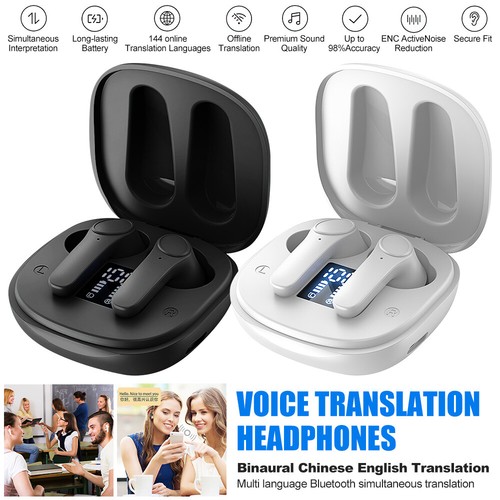 Wireless BT 144 Languages Translation Device Earphones Voice Translator Earbuds - Picture 2 of 18