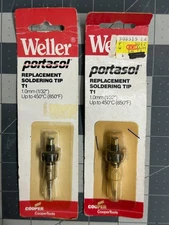 NOS 2-pack lot Weller Portasol T1 Soldering Fine Point Tip 1.0MM FITS P-1 P-1K