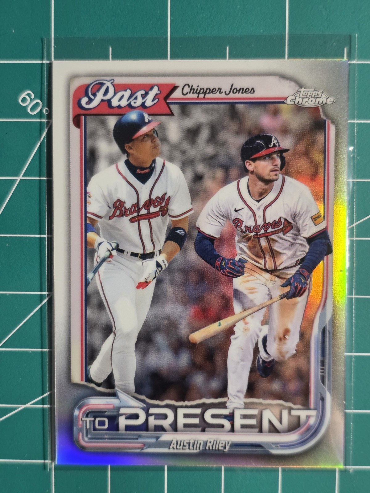 Chipper Jones/Austin Riley 2026 Topps Chrome Past to Present Braves & Red White