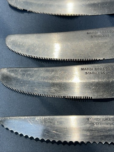 Vintage 11 Piece Mardi Gras Plastic Handle Stainless Steel Flatware Pieces Set - Afbeelding 11 van 14