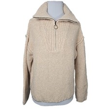 Universal Thread Oatmeal Zip Front Pullover Sweater Women's Medium M