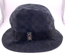 Gucci GG Logo Monogram Men's Blue/Black Bucket Hat Size M