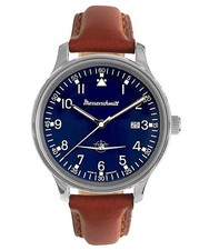 Messerschmitt Montre Hommes Aviateur avec Bracelet Cuir Braun / Bleu ME42-108L