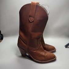 Vintage Frye 7895 Women's 7 B Brown Cognac Leather Western Cowgirl Heel Boots
