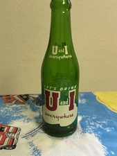 Vintage Soda Pop Beverage Bottle  - ACL -  U and I  - 7 Oz - Freeland, Pa GREEN