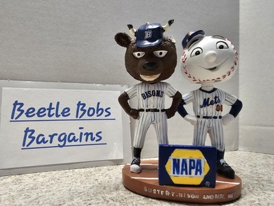 Mr Met & Buster T Bison Mets MLB Bisons MiLB SGA Bobblehead REPAIRED READ Loose