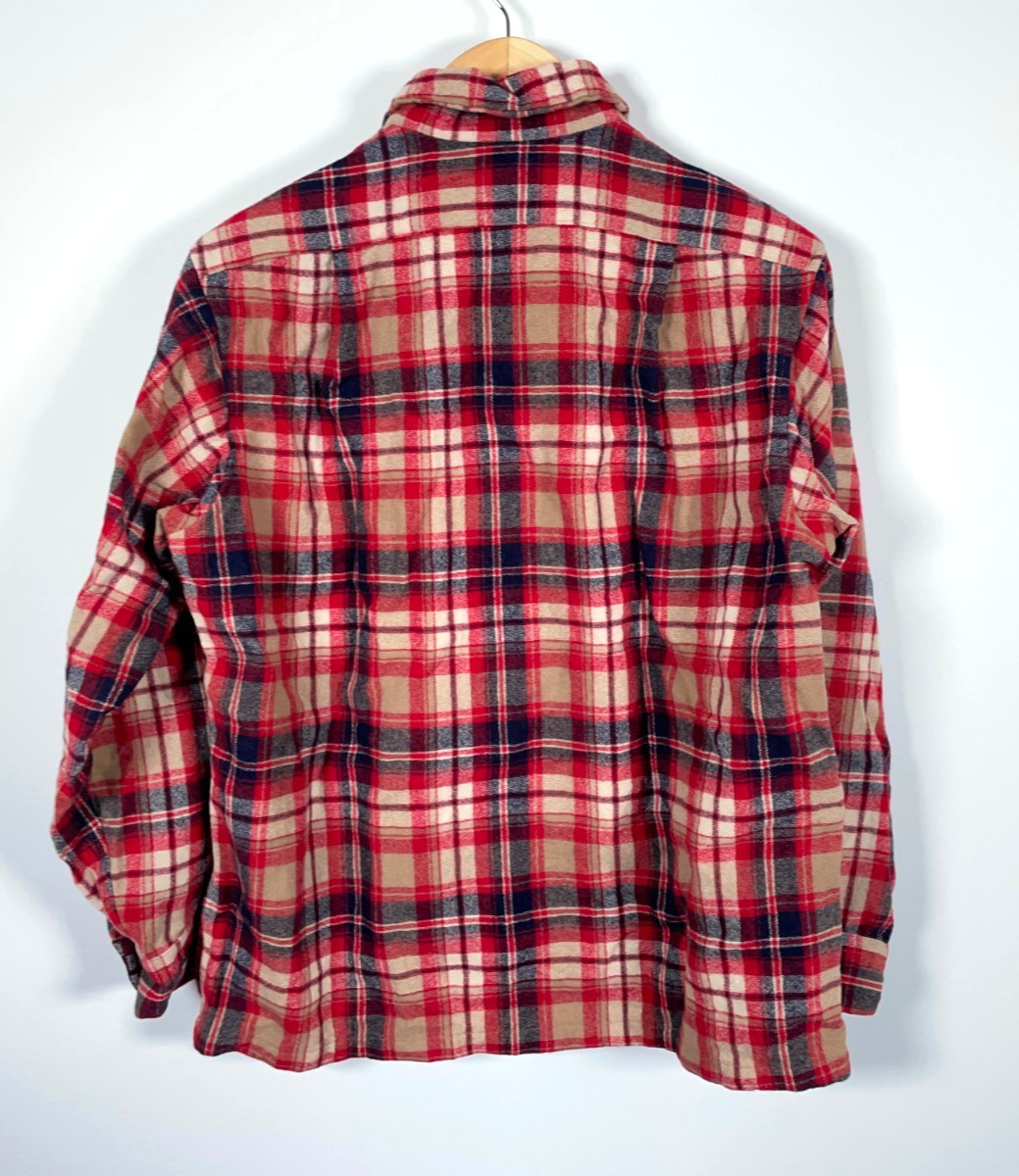 70s Pendleton Wool Loop Collar Flannel Shirt Men'… - image 2