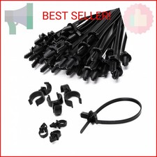 S SYDIEN 50Pcs Black Fir Tree Nylon Push Mount Cable Zip Tie 8.3"x0.18"