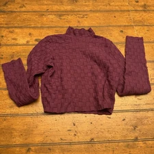 La Hearts Mock Neck Cropped Top Long Sleeve Womens S Burgundy