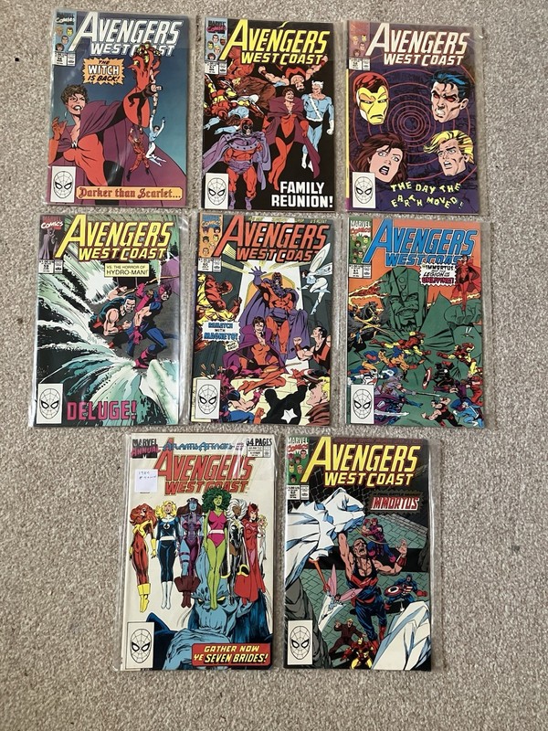 Avengers West Coast Comic Lot (8 Issues) Scarlet Witch, Immortus, Byrne, 1989-91