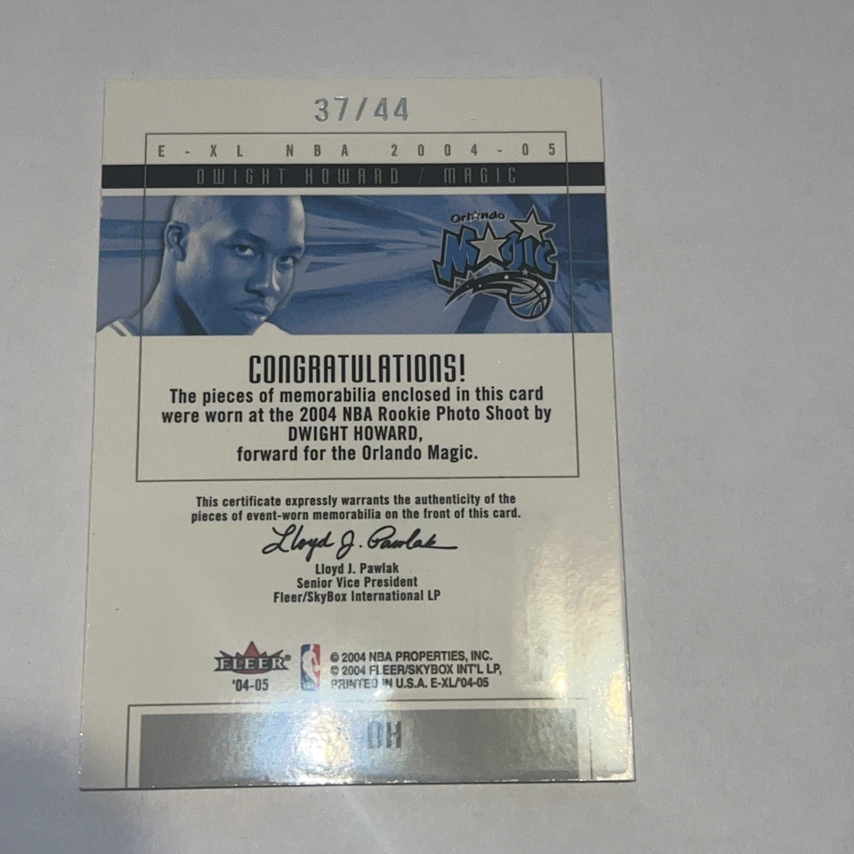 2004-05 E-XL - Court Authentics Dwight Howard #CA-DH Patch Numbered 37/44-c110 - Image 2 of 2