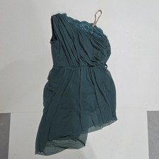 Weissman Teal One Shoulder Lace Trim Adult Dance Dress Size LC Outfit RN 64830