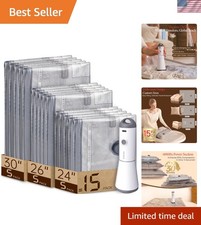 Travel Vacuum Bags with Rechargeable Pump pack 15 Compression Storage Bags