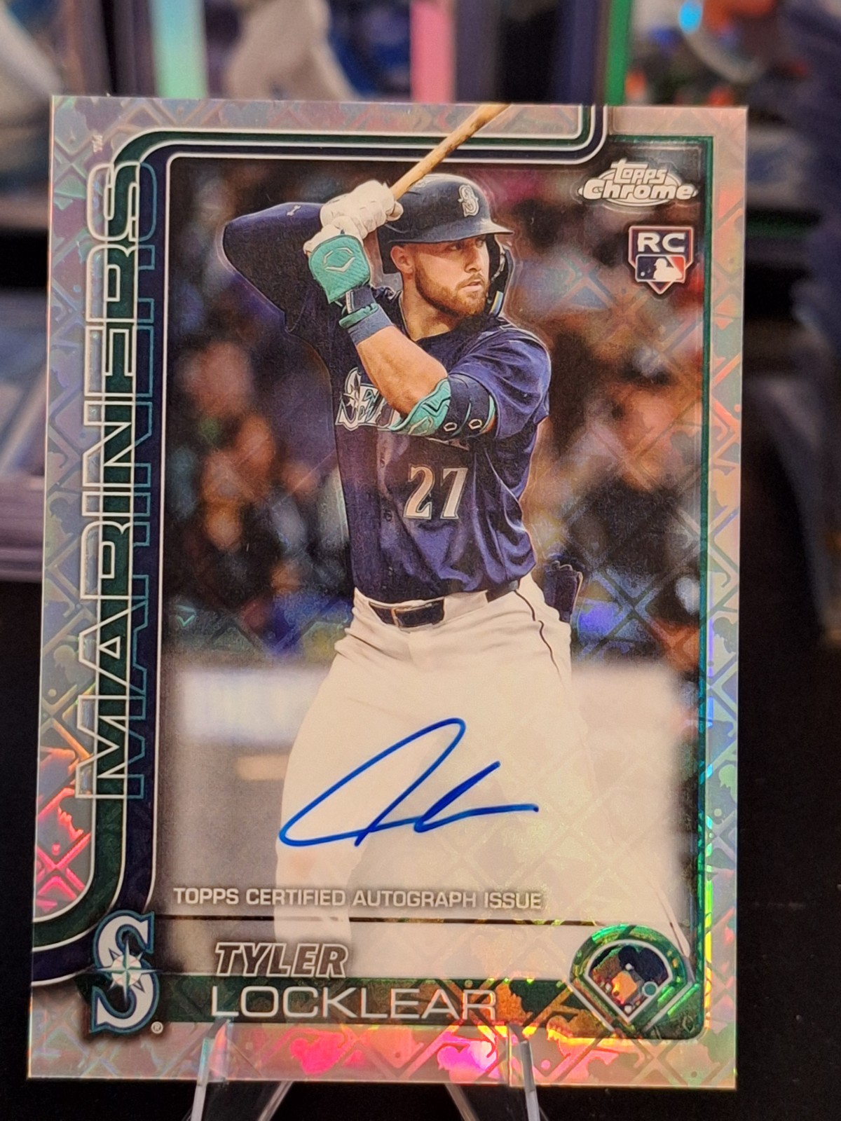 2025 Topps Chrome Logofractor #RA-TL Tyler Locklear RC Rookie Auto Mariners