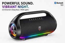 Portable Bluetooth Speaker RGB LED Bass Boost Wireless Stereo IPX5 Party Speaker