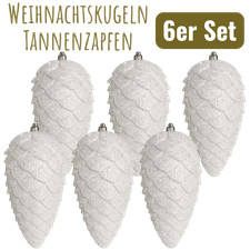 Weihnachtskugeln 6er Set Outdoor Tannenzapfen Kugeln Christbaumkugeln Weiß