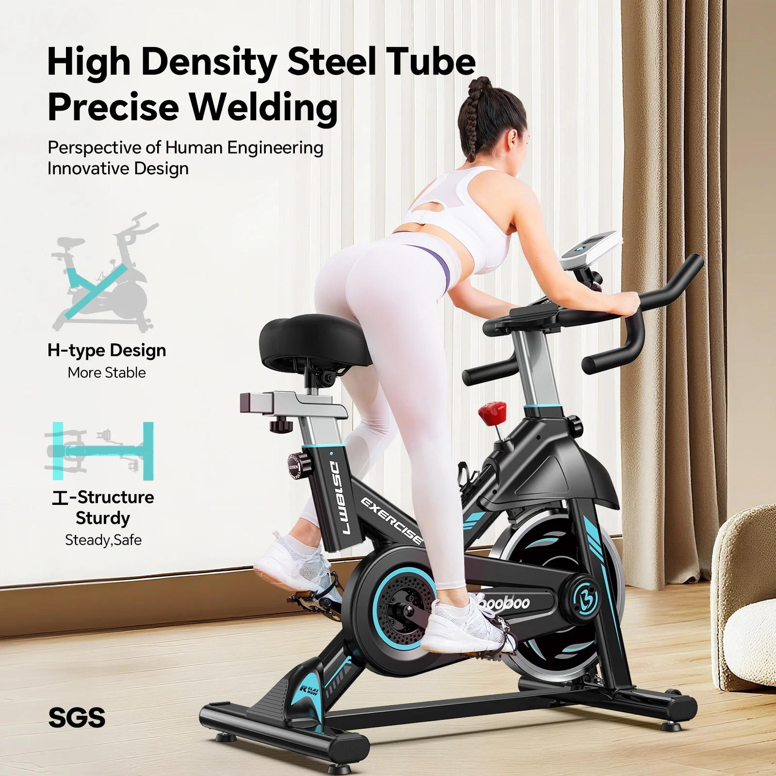 Professional Indoor Cycling Bike for Home Cardio Workouts, 350Lb Flywheel