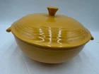 Fiesta Ware Yellow Covered Casserole Dish Tureen Serving Bowl Lid Handle Vintage