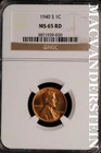 1940-S Lincoln Wheat Cent - NGC MS 65 RD - Scarce  No Reserve  #SLK405