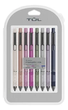 TUL GL Series Retractable Metallic Ink Gel Pens Medium Point 0.8mm 8-Pack NEW