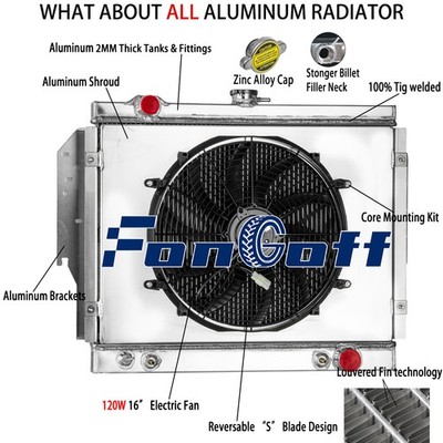 3 Row Radiator Shroud Fan Fit 79-93 Dodge D250 D350 W250 W350 5.2/5.9L V8 #CU959