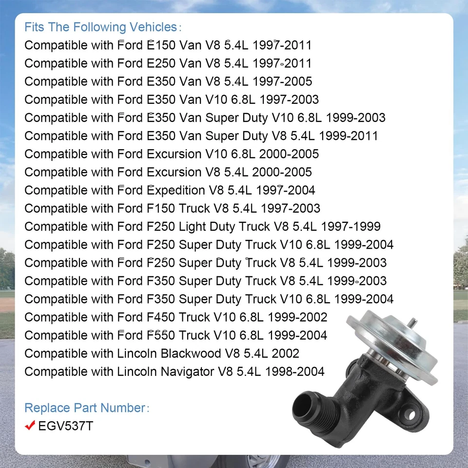 Válvula EGR para Ford Serie F, Serie E, Excursion, Lincoln Repl EGV537T Foto 3 de 4