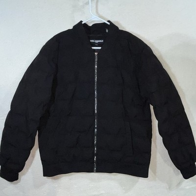 Karl Lagerfeld Paris Mens Large Black Polyester Bomber Jacket Outerwear