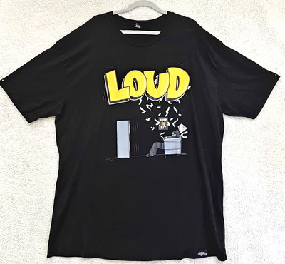 PLANET OF THE GRAPES Loud keep it lit Graphic T-Shirt 3XL Black flawed