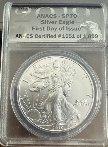 2019-W (Burnished) $1 American Silver Eagle ANACS SP70 FDOI #1651 Of 1899