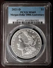 2021-D PCGS MS69 MORGAN Silver $1 Dollar Coin Denver Mint MS69