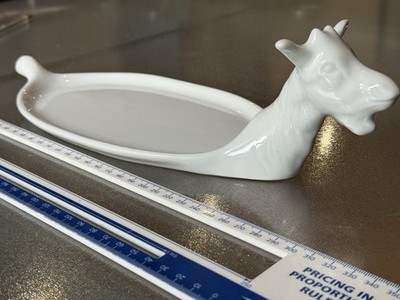 Porzellan Alpico France weißer Kuhkopf Käseplatte - französisches Geschirr