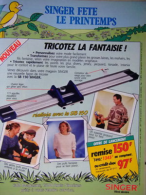Publicité Vintage Singer SB 150 Des Années 80 - Tricotez La Fantaisie - Originale