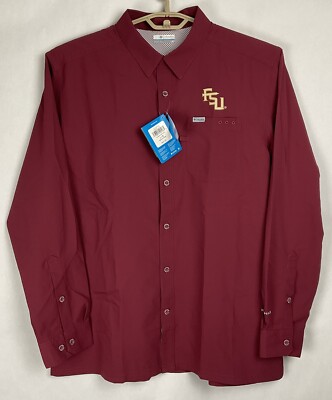 Columbia PFG NWT Mens Slack Tide Fishing Shirt Large L Florida St. Seminoles New
