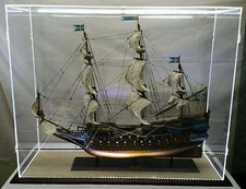 47 x 15 x 38 Inch Table Top Acrylic Display Case LED Lights for Tall Model Ships
