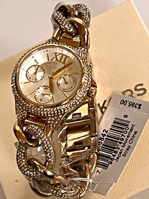 MICHAEL KORS MK6842 Camille Pave Glitz Gold-Tone Crystal Chain