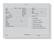 Deal jacket - Gray - Auto Car Dealer Record Envelope - Qty 500 Free Ship  519