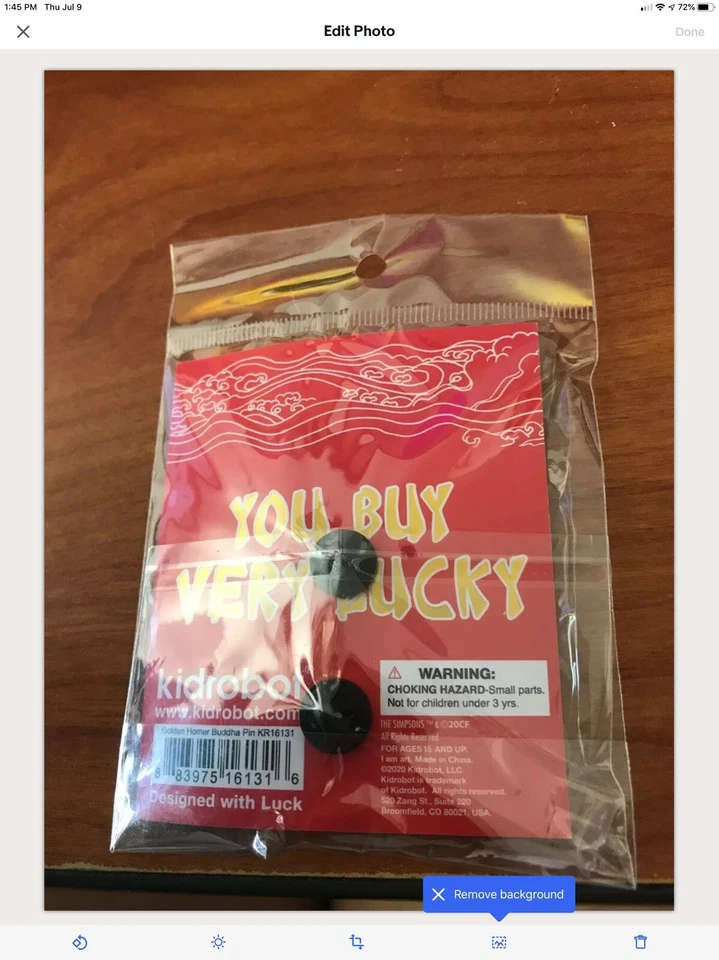 Kidrobot x Simpsons Golden Homer Buddha - 1.5" Enamel Pin - SDCC 2020 Excl New - Image 4 of 4