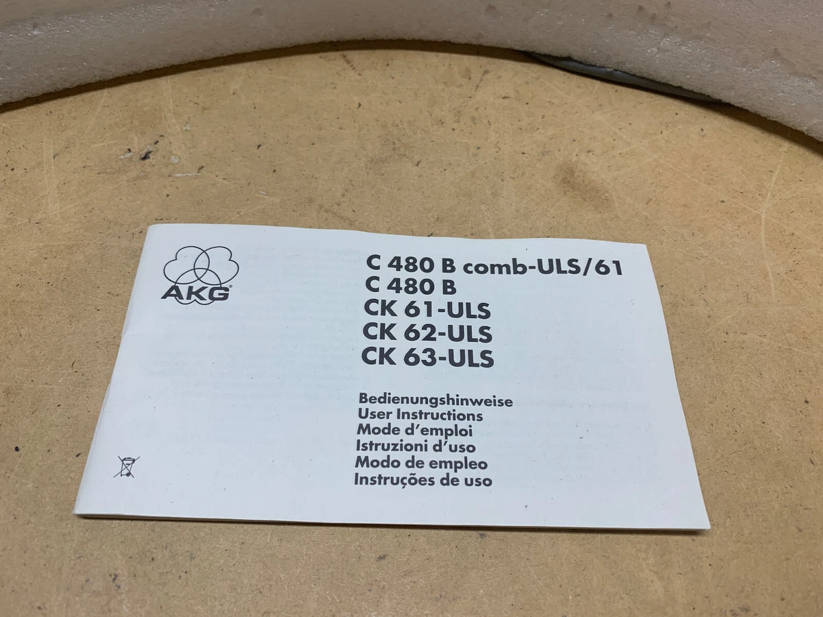 AKG C480B COMB ULS C480B CK61 CK62 CK63 ULS MICROPHONE MANUAL
