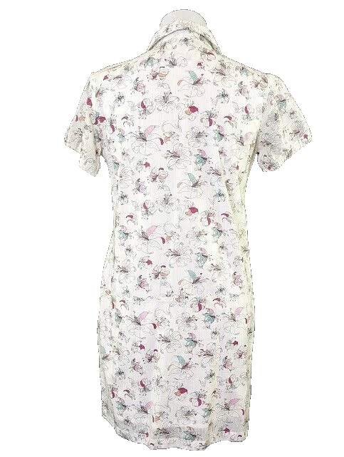 Vestido recto BEN SHERMAN 100 % algodón forrado estampado de lirios botón delantero MED Foto 4 de 4