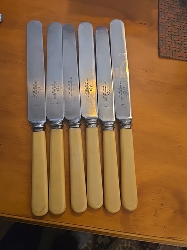 6 VINTAGE SHEFFIELD ENGLAND KUNSTKNOCHEN VORSPEISE BUTTERMESSER Wade & Butcher Firth - Bild 4 von 4