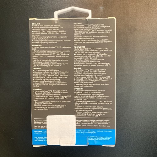 PNY USB-C 3.1 Type-C Card Reader USB Adapter - P-CRMUS3A-BX - 751492617152 - Picture 3 of 3